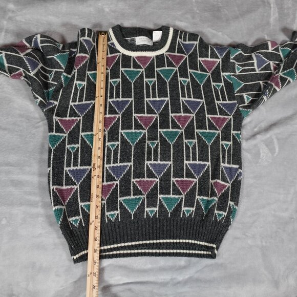 Vintage Van Heusen Hennessy Geometric Sweater Mens L (Fits M) Grandpa Style 90s - Picture 7 of 8